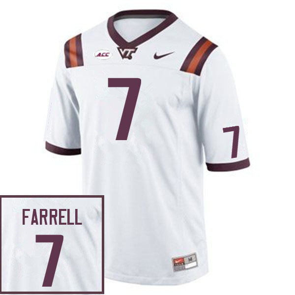 Men #7 Devin Farrell Virginia Tech Hokies College Football Jerseys Sale-White